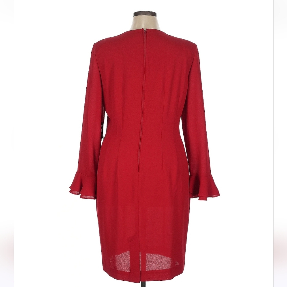 Chaus Long Sleeve Sheath Dress, Ruby Red, Size 16 - Picture 4 of 10